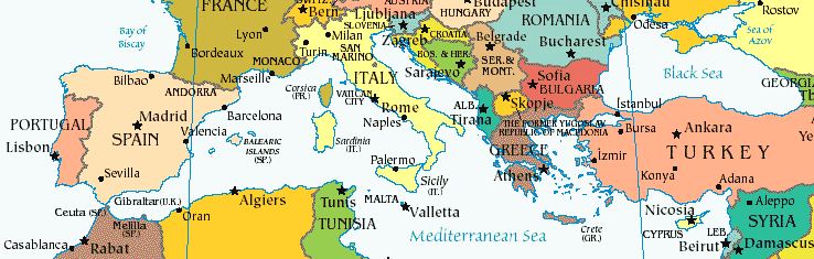 Western and Eastern Mediterranean Yacht Charter Area
